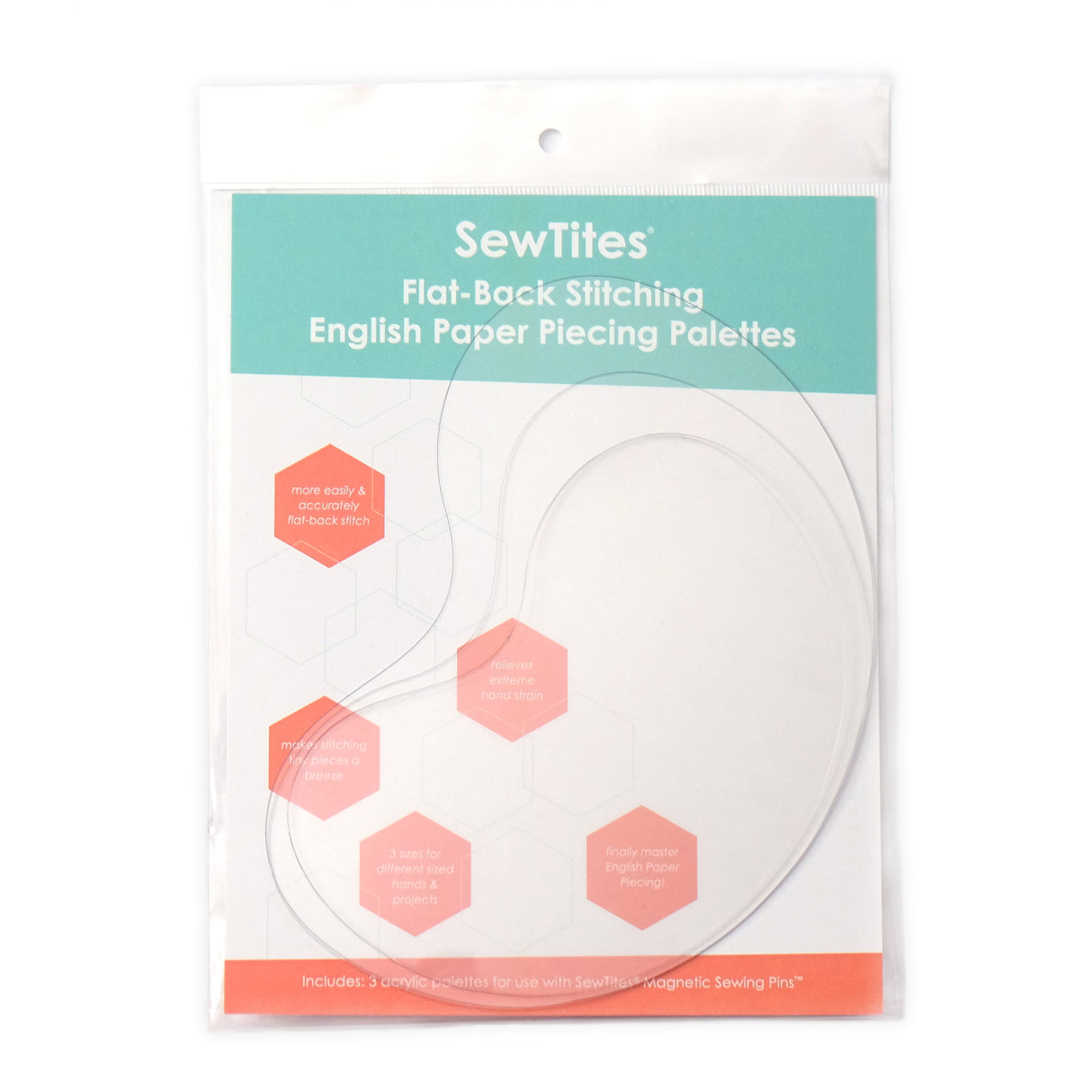 SewTites Flat Back Stitching English Paper Piecing Palette Acrylic Fabric - English Paper Piecing, 3 Palettes, 4" X 6", 4.5" X 6.5", 5" X 7.25" (1 Set)