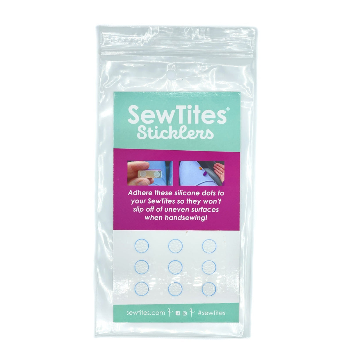 SewTites Sticklers Silicone Adhesive Fabric - Non-Slip, 0.25" Diameter, 9 Pieces (1 Pack)