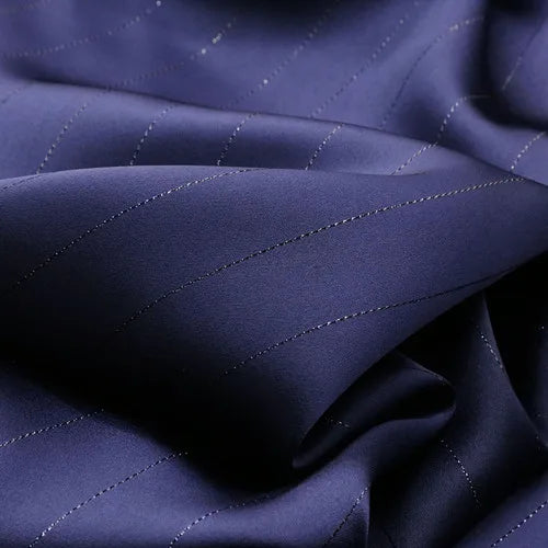 High End Bright Silk Striped Imitation Acetic Acid Fabric Satin Glossy Silk Smooth Drape Feeling Suit Dress Pants Fabric