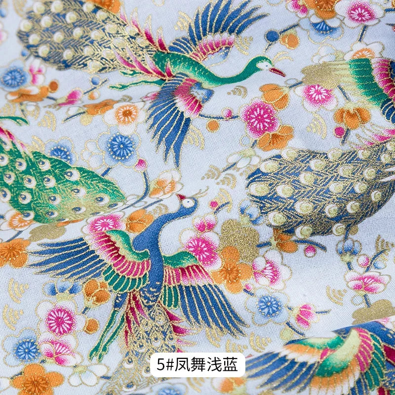 50x145cm Japanese Kimono Bronzed Fabric Sushi Cherry Blossoms Print Cotton Cloth DIY Materials Patchwork Accessories for Sewing