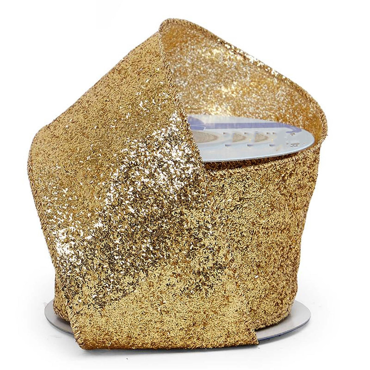 Grand Glitter Wired Fabric Ribbon 2 1/2 '' X 10 yd Gold Color 1 / roll