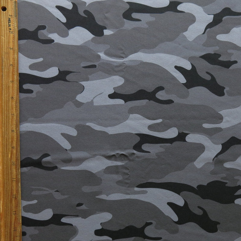 Stretch Woven Shades of Grey Camo Boardshort Fabric