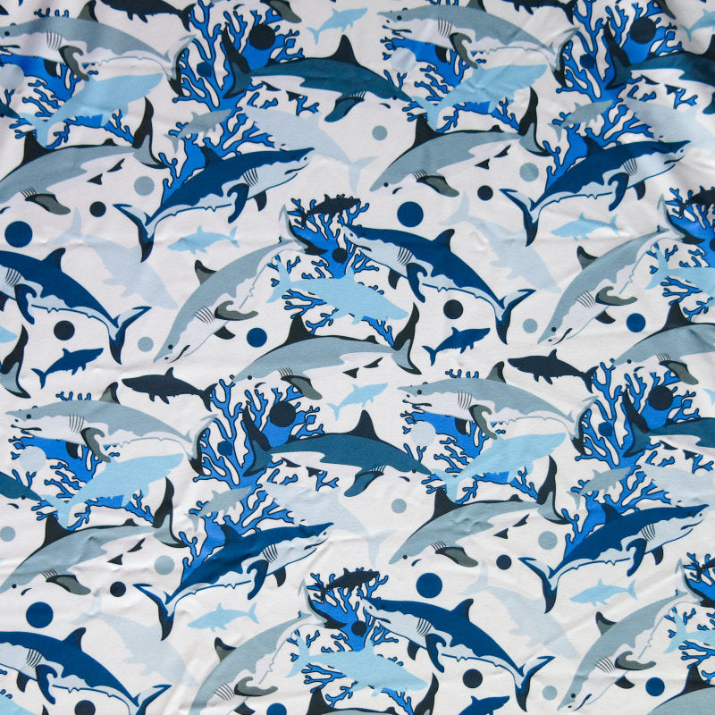 Stretch Woven Sharks Flow Boardshort Fabric Remnant