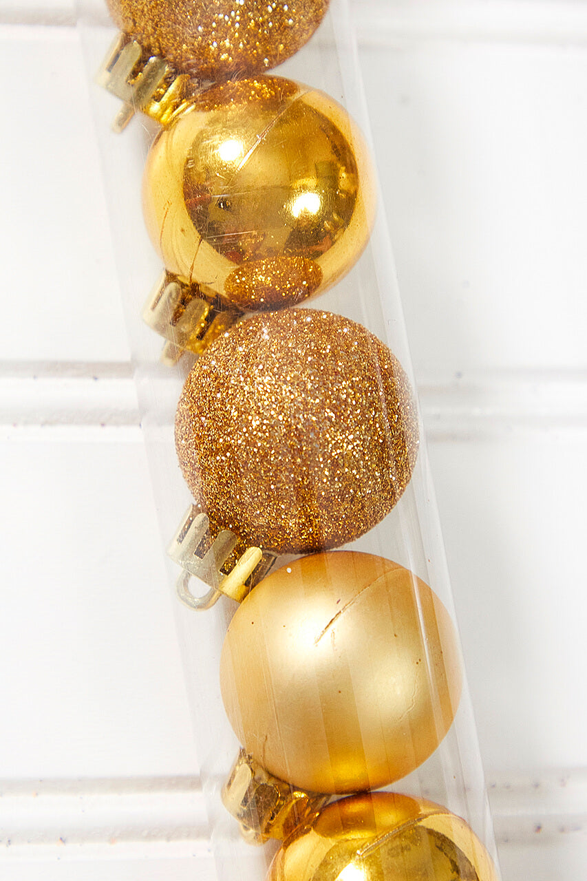 14pc Shatterproof Ornament Tube - Light Gold