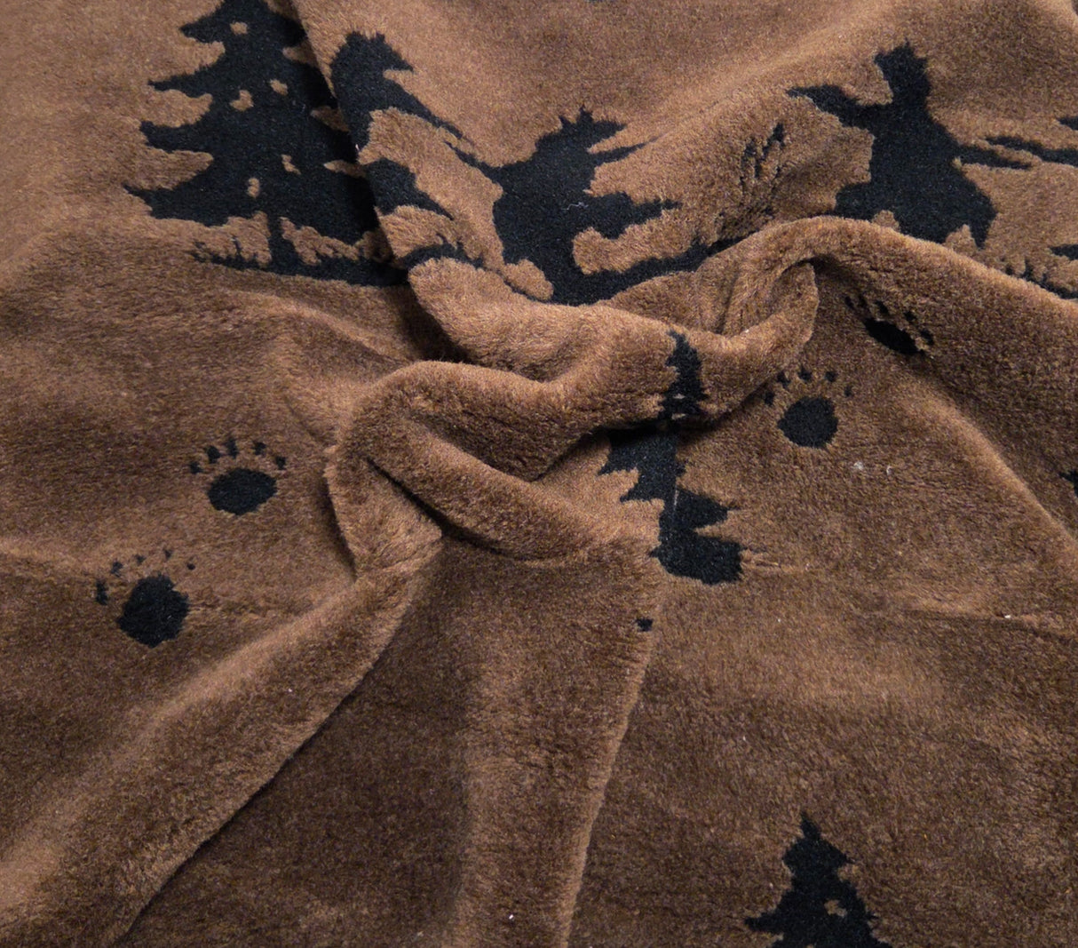 Sherpa Fleece Bear in Woods Print