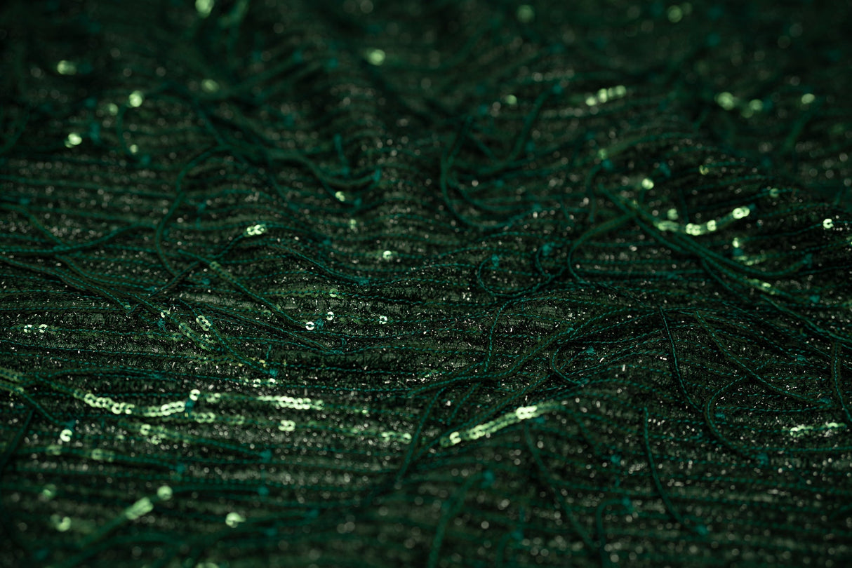 Shimmy Polyester Mesh With Dangle Sequin Fabric - Beige, Silver, Burgundy, Green, Black, 58/60" Width (1 Yard)