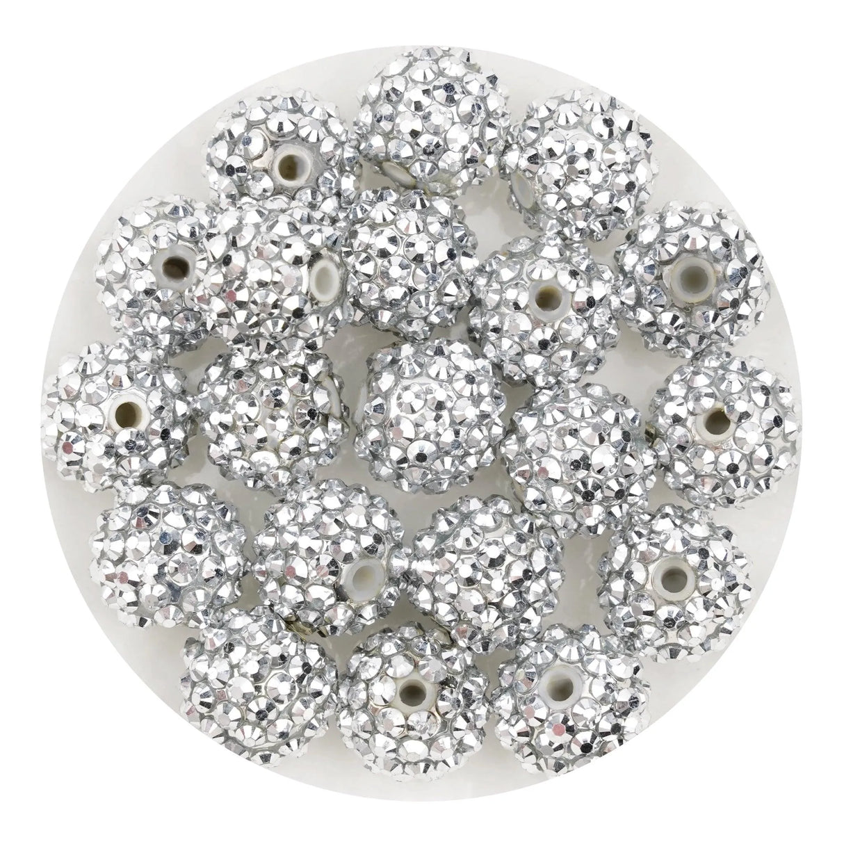Acrylic Round String Bubblegum Bling Beads - Silver (5 Beads - 16mm)