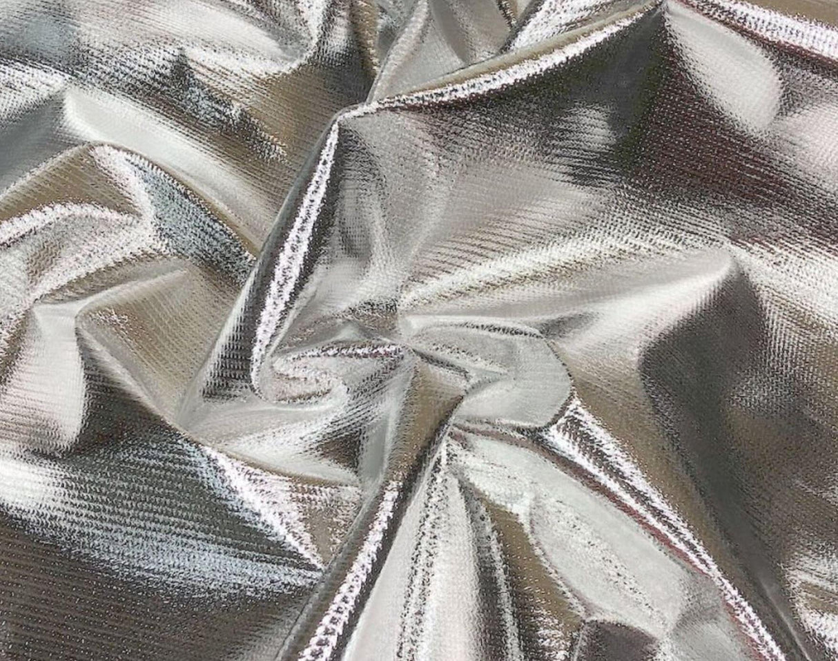 Tricot Lame Polyester Fabric - Gold White Tricot, Silver White Tricot, 40" Wide (1 Yard)
