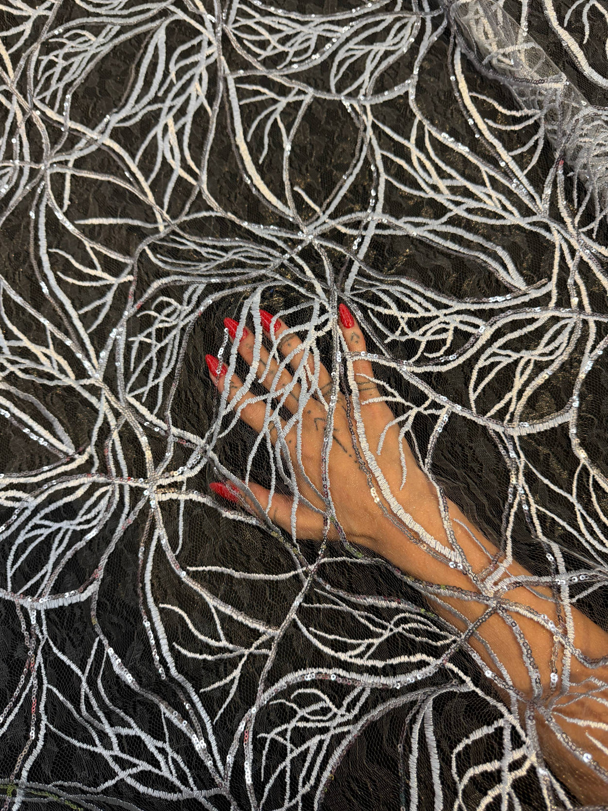 Stretch Sequin Embroidered Mesh