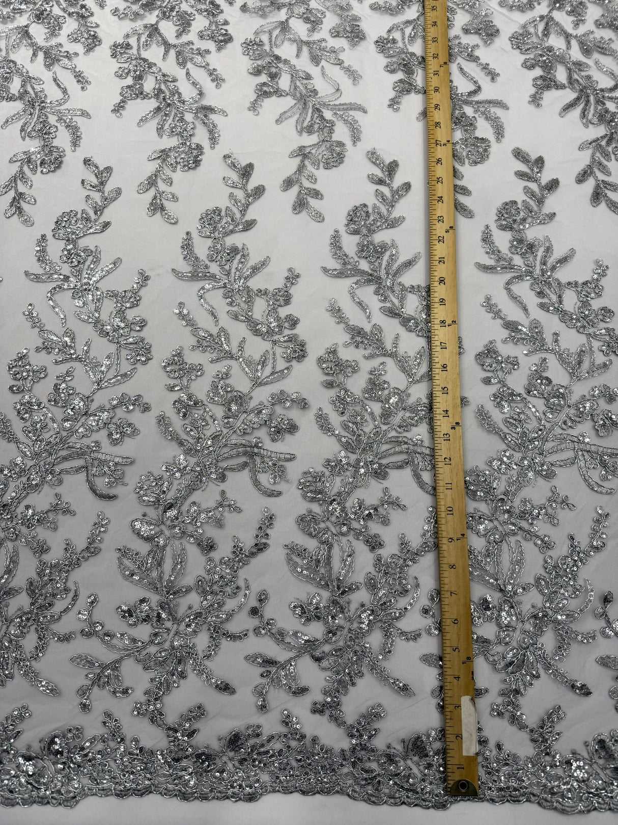 Butterfly Corded Lace Fabric - Butterfly Embroidery, Metallic Sequins, 54" Width (1 Yard)