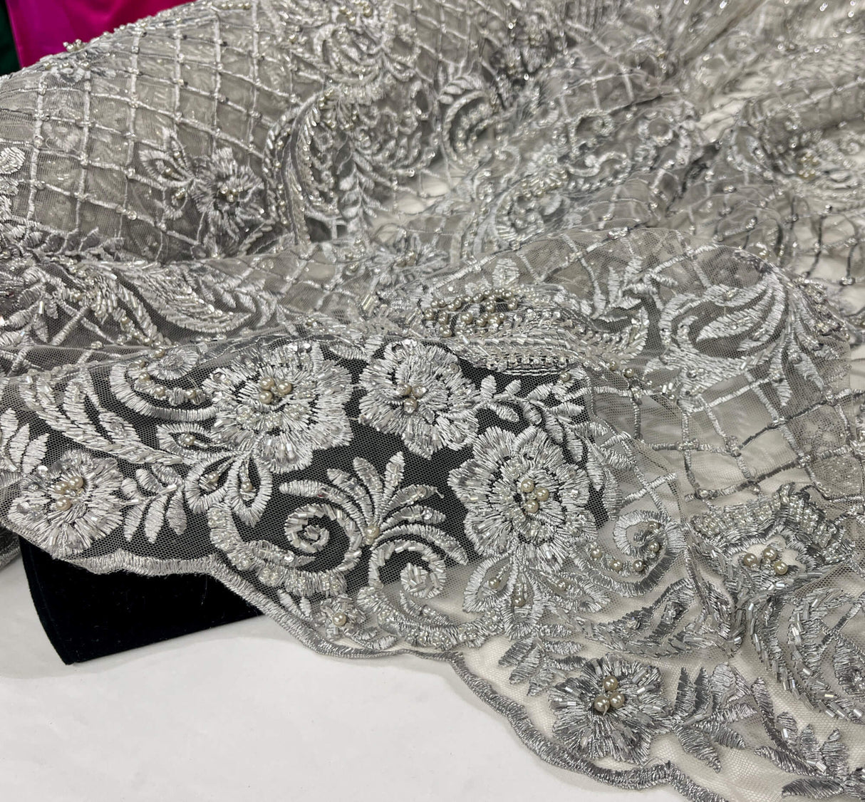 Beaded Embroidered Lace Mesh
