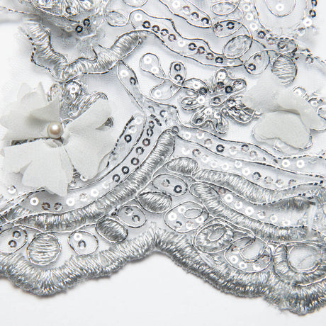 1 Yard Tulle Lace Fabric with 3D Embroidered Applique Design, 52" Wide