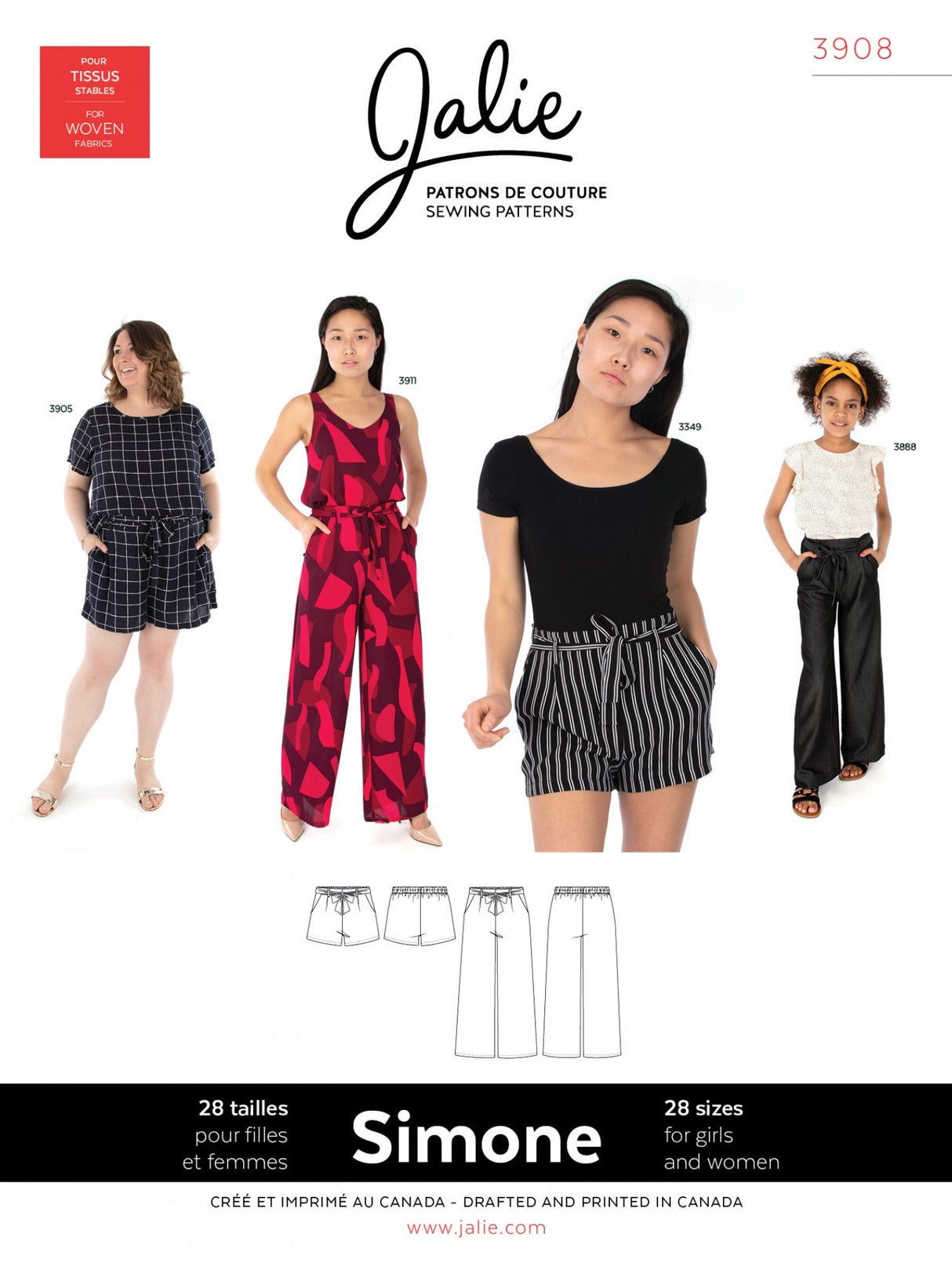 Sewing Pattern Simone Wide-Leg Shorts and Pants by Jalie