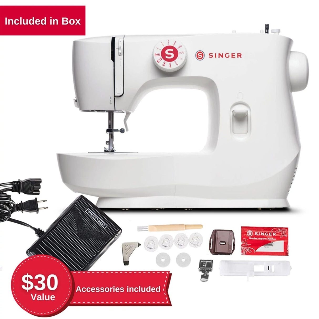Singer MX60 Sewing Machine - Portable Heavy Duty Frame, 57 Stitch Applications, 13" X 7" X 11.5" (1 Unit)