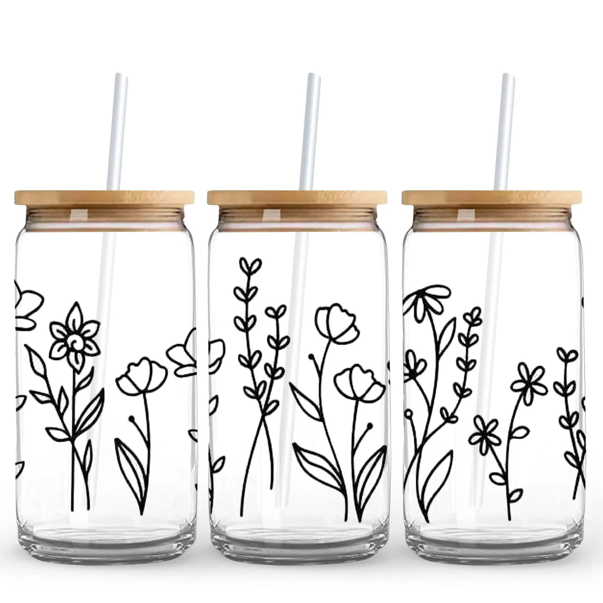 UV DTF Wrap - Sketched Flowers (9.7" x 4.3")