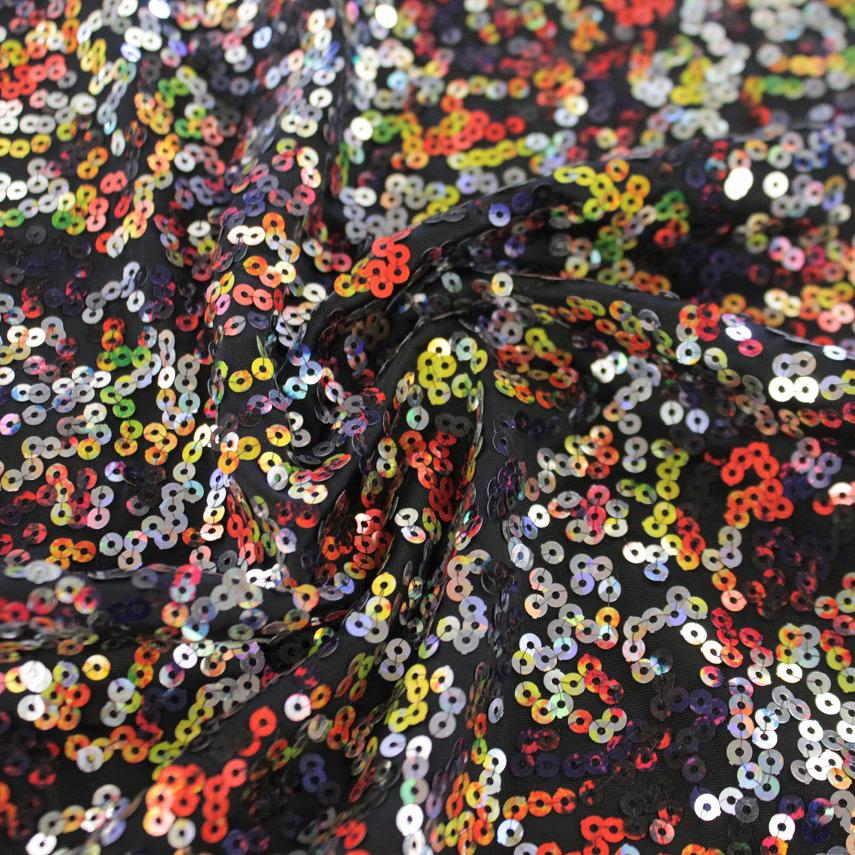 Spandex Sequin Fabric in Skittles Colors