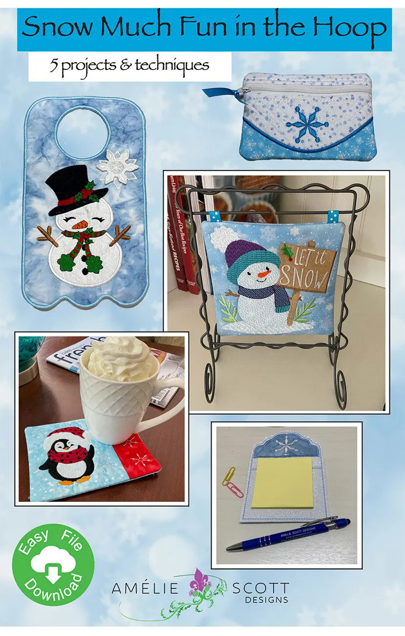 Machine Embroidery Pattern Snow Much Fun In the Hoop