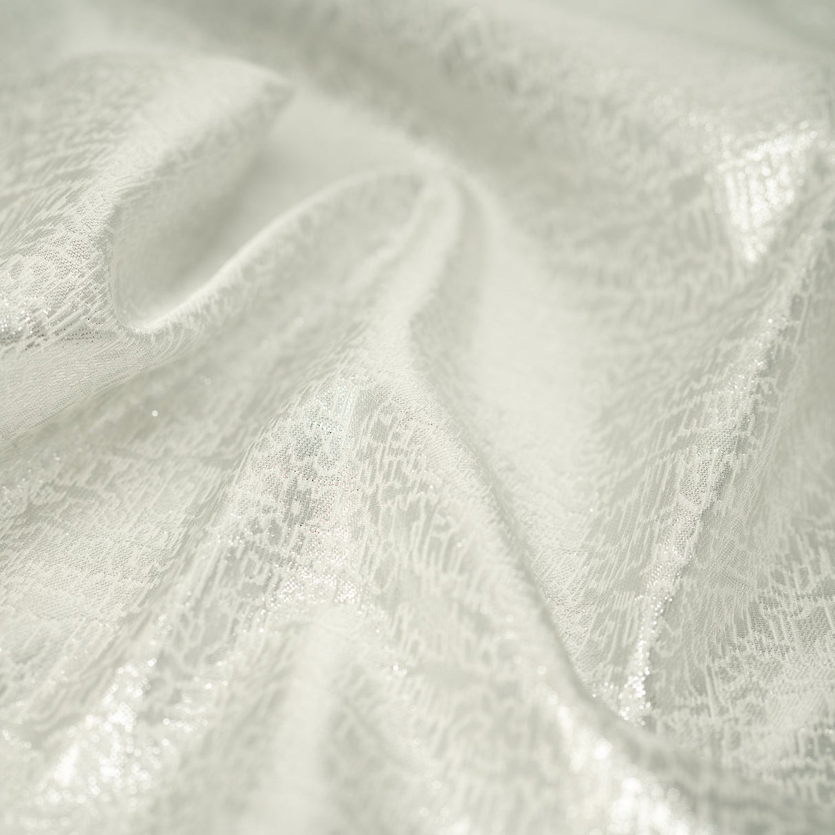 Metallic Brocade Snow Storm Fabric