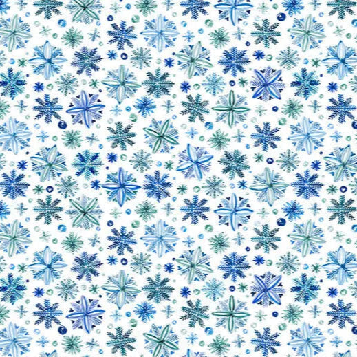 Digital Cuddle Blue Snowy Sparkle Fabric per Yard