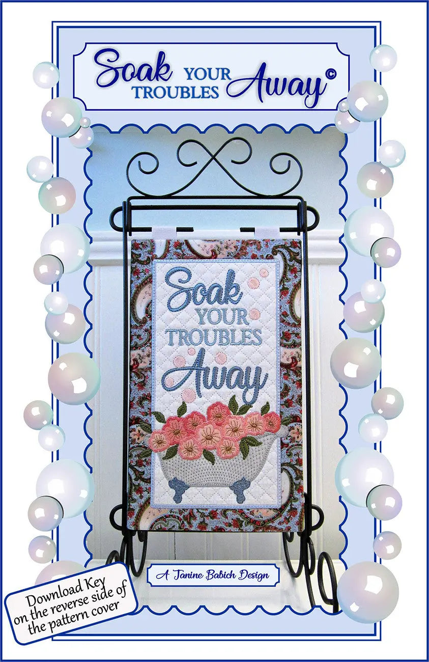 Embroidery Pattern Soak Your Troubles Away Wall Hanging/Table Top Display