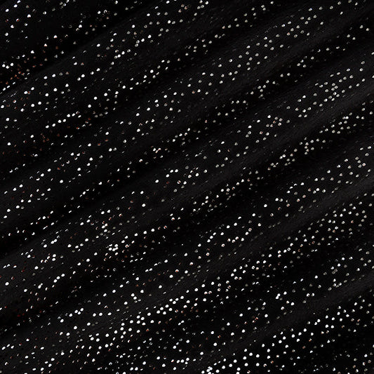 Minky Plush Fabric Sparkle Cuddle Glitter Black/Silver 58-60"