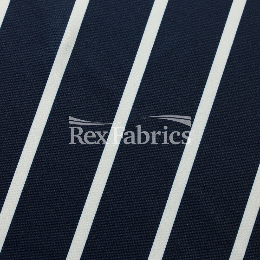 Sport Stripes Polyester Spandex Tricot Fabric - Multiple Colors, White Stripes, 58-60" Width (1 Yard)