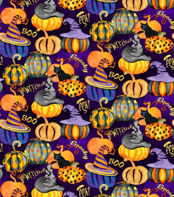 Quilting Cotton Witchy Pumpkins Halloween Fabric 100% Cotton