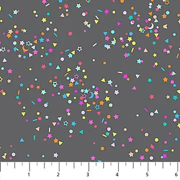 Cotton Fabric Sprinkles Gray Multi Dewfall 44/45"