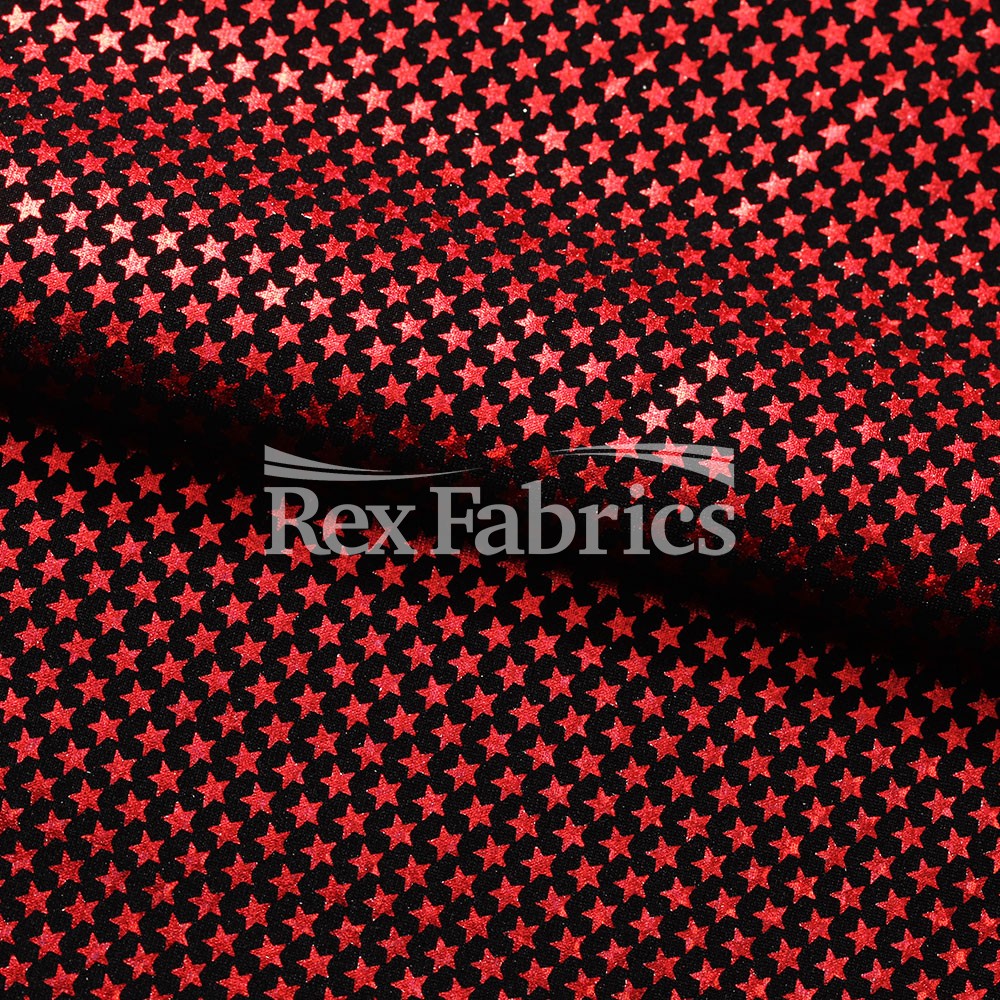 Stars Stripe Holo Nylon Spandex Fabric - Black Ground Hologram Star/Stripe Pattern, 58/60" Width (1 Yard)
