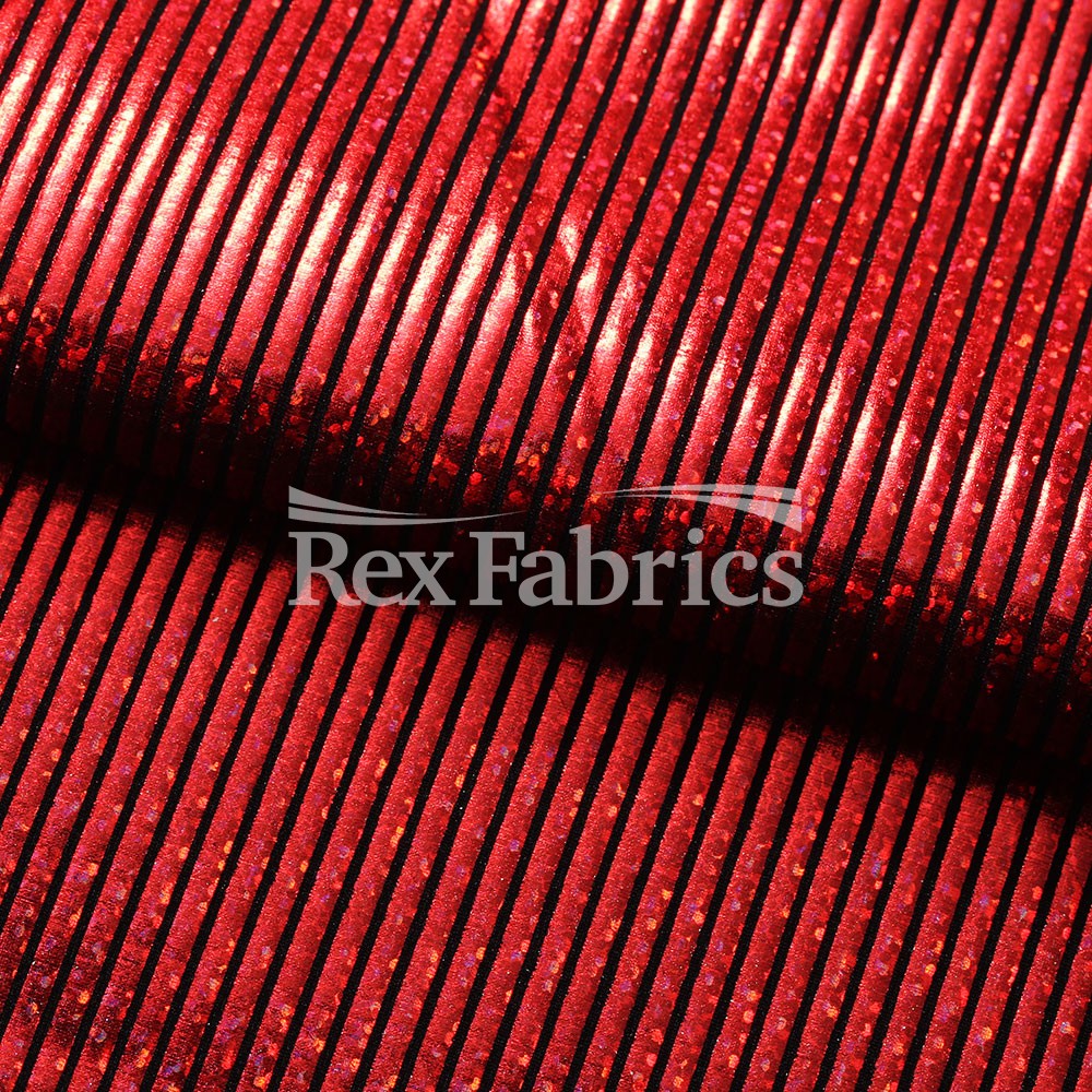 Stars Stripe Holo Nylon Spandex Fabric - Black Ground Hologram Star/Stripe Pattern, 58/60" Width (1 Yard)