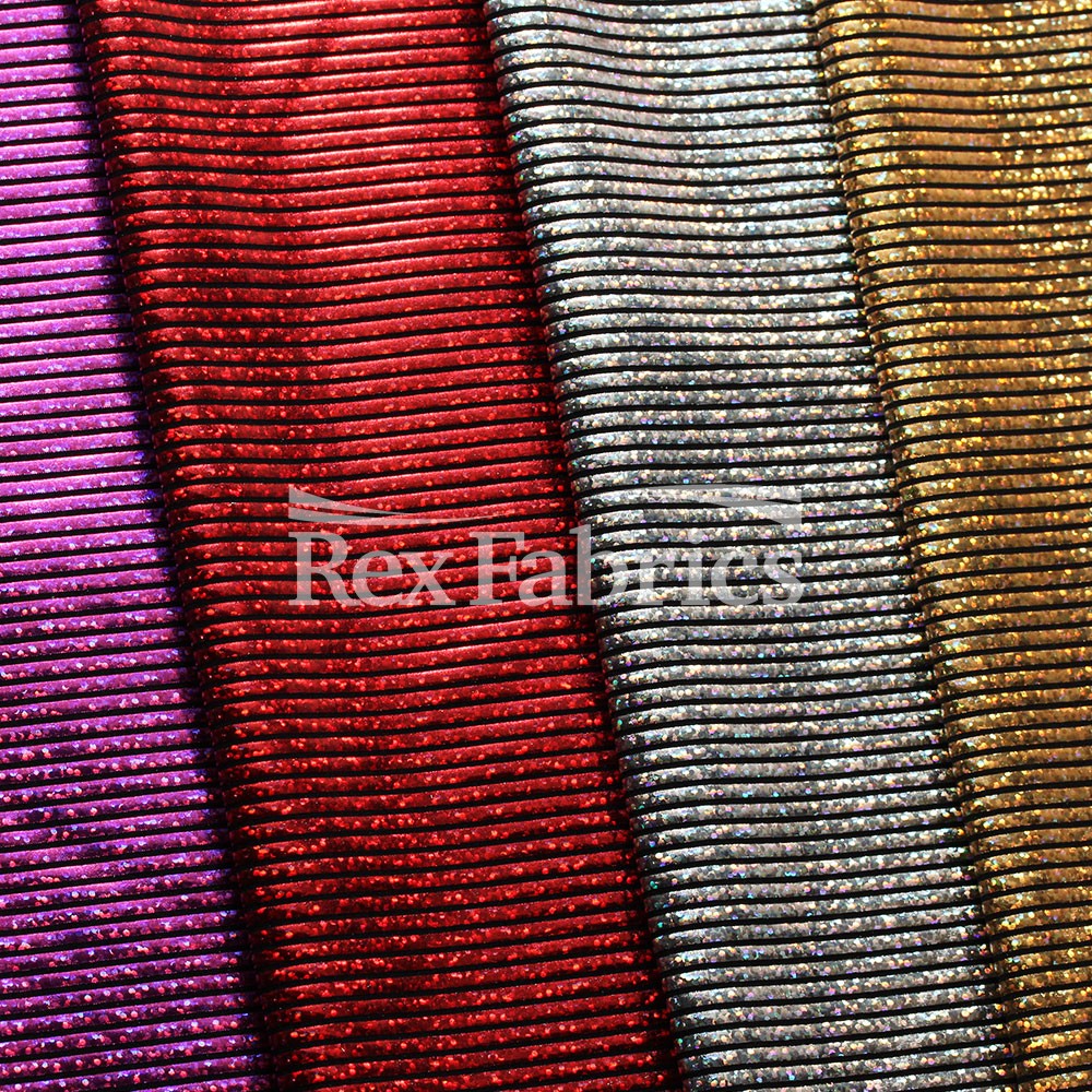 Stars Stripe Holo Nylon Spandex Fabric - Black Ground Hologram Star/Stripe Pattern, 58/60" Width (1 Yard)