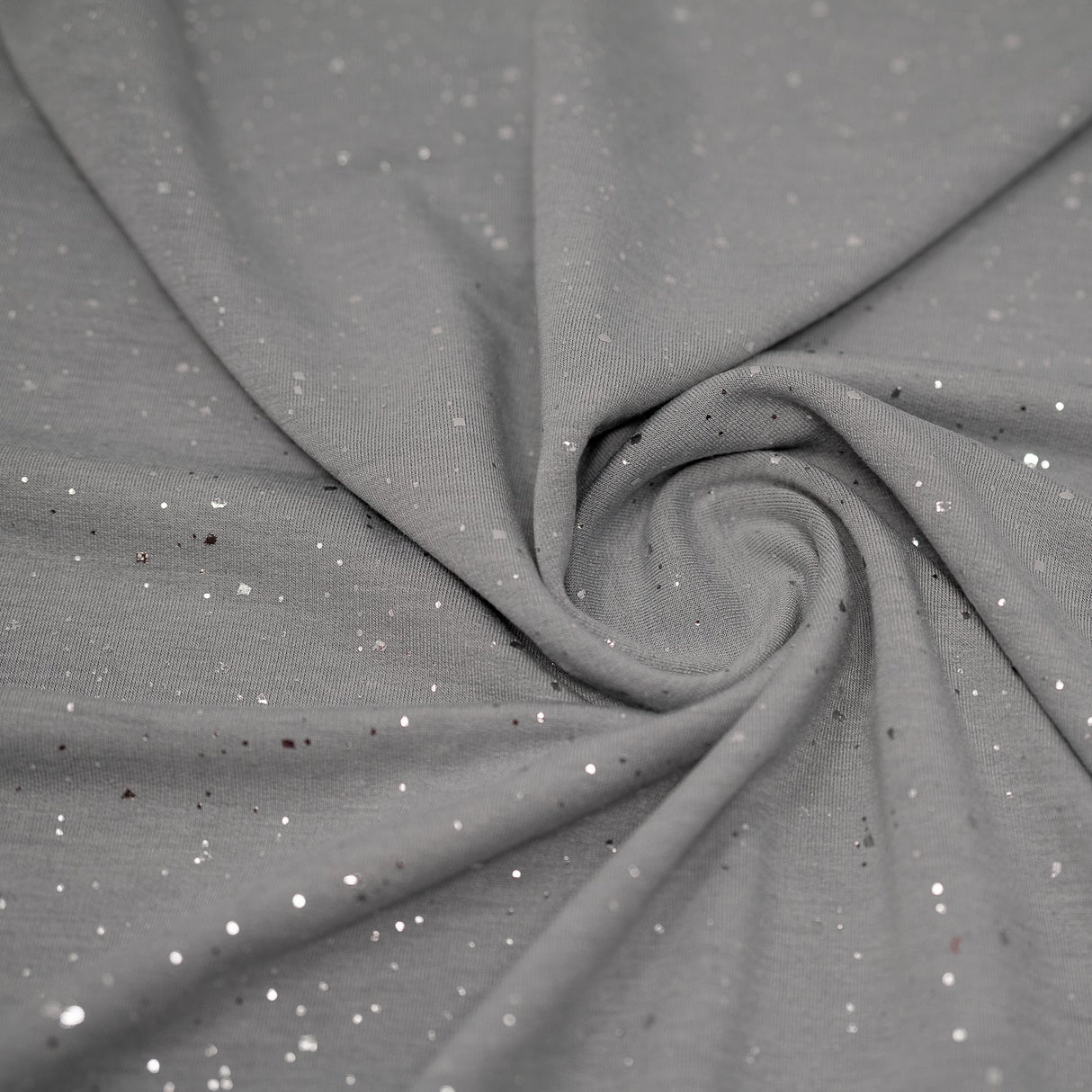 Stardust Foil Printed Stretch French Terry Fabric - Metallic Speckled Foil Print, 57" Width (1 Yard)
