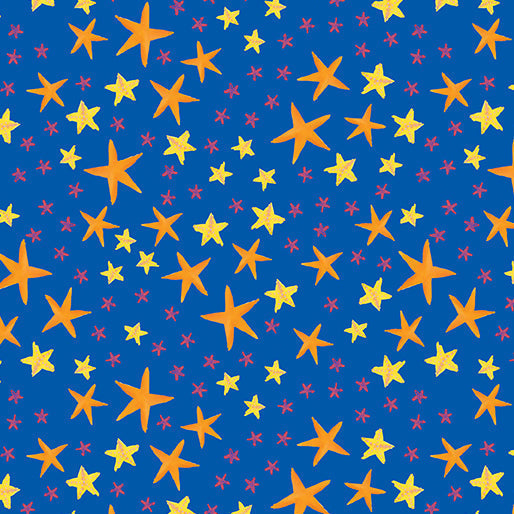 Cotton Quilting Fabric Starfish Soiree Royal Blue 44/45"