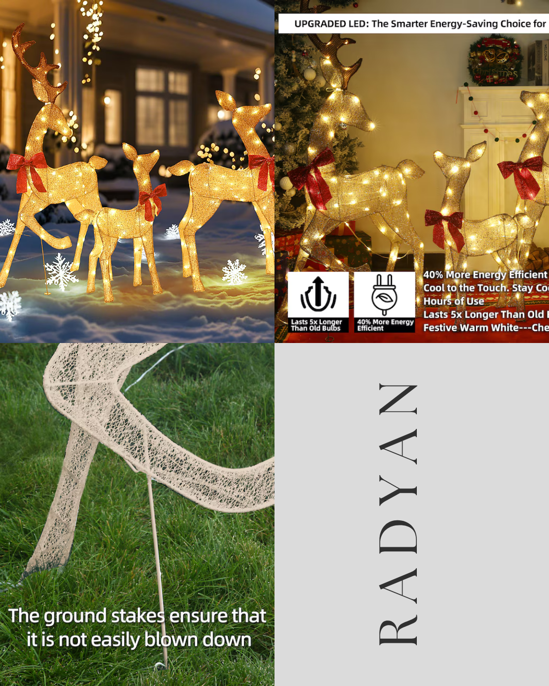 Starfree 54-in Freestanding Reindeer Yard Decoration with White LED Lights