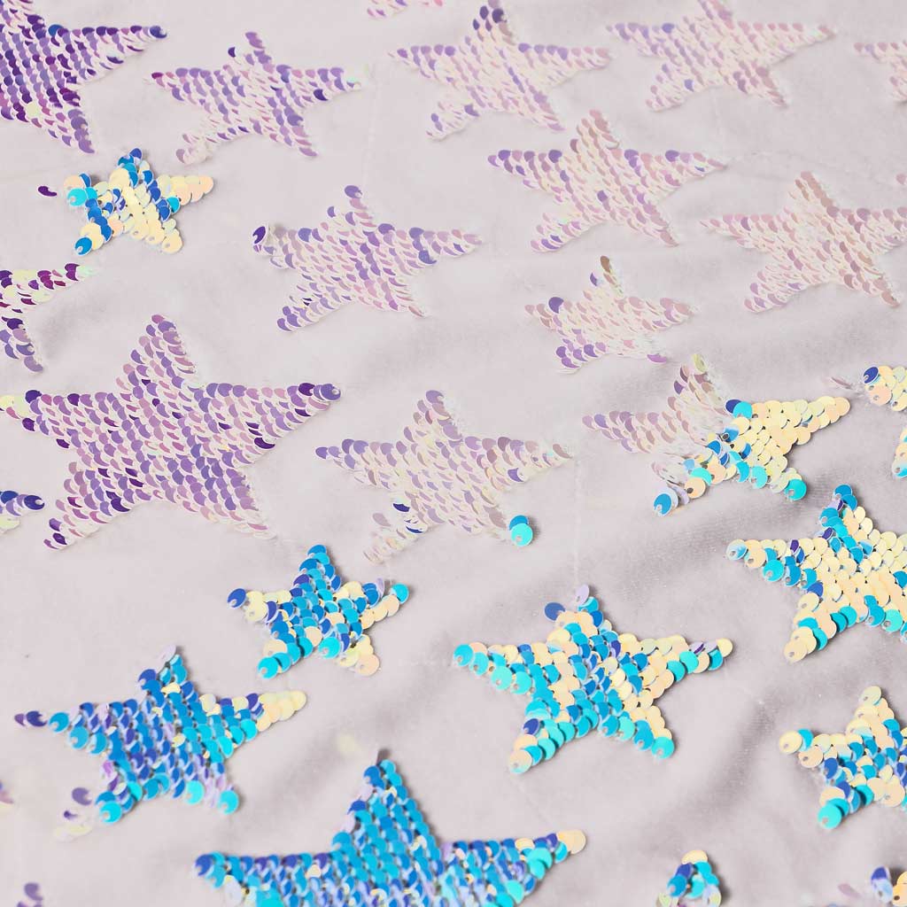 Starlight Stretch Velvet Flip Sequin Fabric - White/Cool Iridescent, Black/Cool Iridescent, Black/Fluorescent Pink, Black/Orange, Black/Neon Yellow, Black/Lime, 54/56" Width (1 Yard)