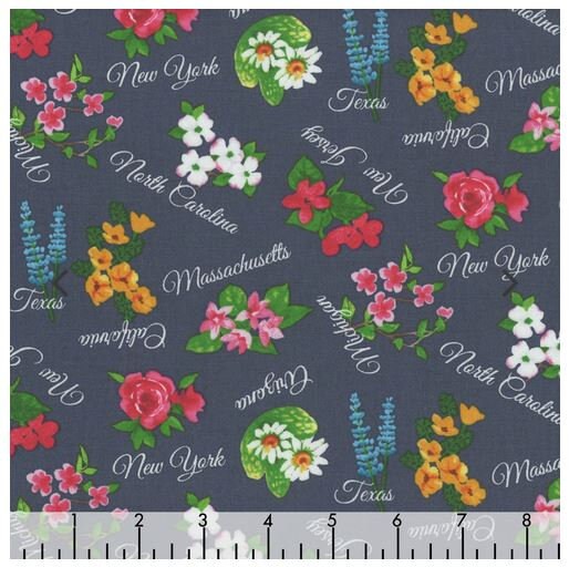 Quilting Cotton Stateside Color Pop Studio State Flowers Gray Blank Quilting