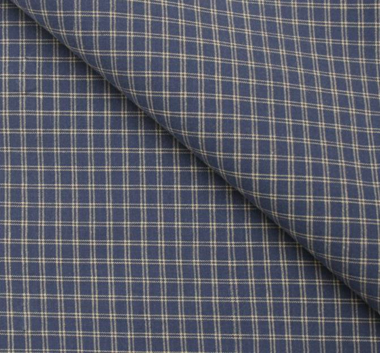 1 Yard Stretch Cotton Poplin Plaid Blue Fabric for Shirts Dresses Uniforms Sewing 44/45 Inches Width