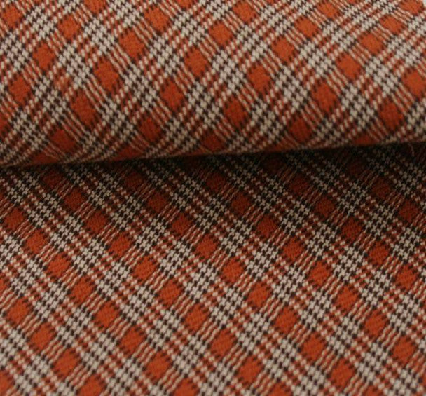 1 Yard Orange/Brown Stretch Plaid Apparel Fabric, 44/45" Wide, Medium Weight