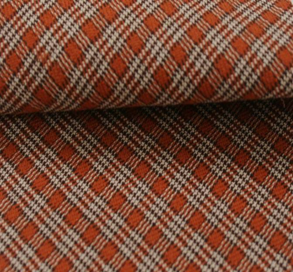 1 Yard Orange/Brown Stretch Plaid Fabric 44/45" Wide Medium Weight Apparel Material