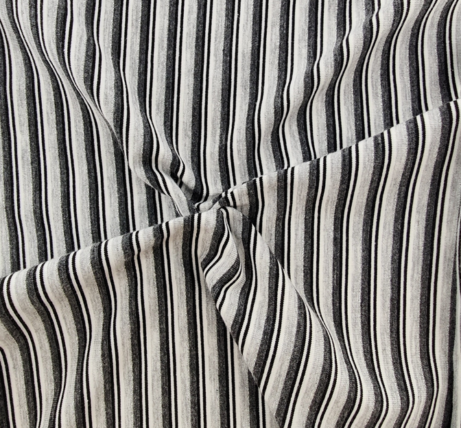 Stripe Lurex Knit D251 Polyester Rayon Lurex Spandex Fabric - Grey/Heather/Silver Stripe, 56/57" Width
