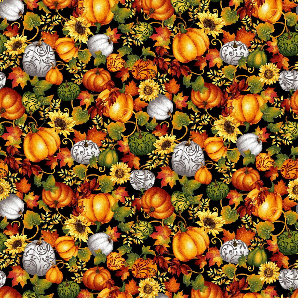 Quilting Cotton Seeds of Gratitude Pumpkins Studio E