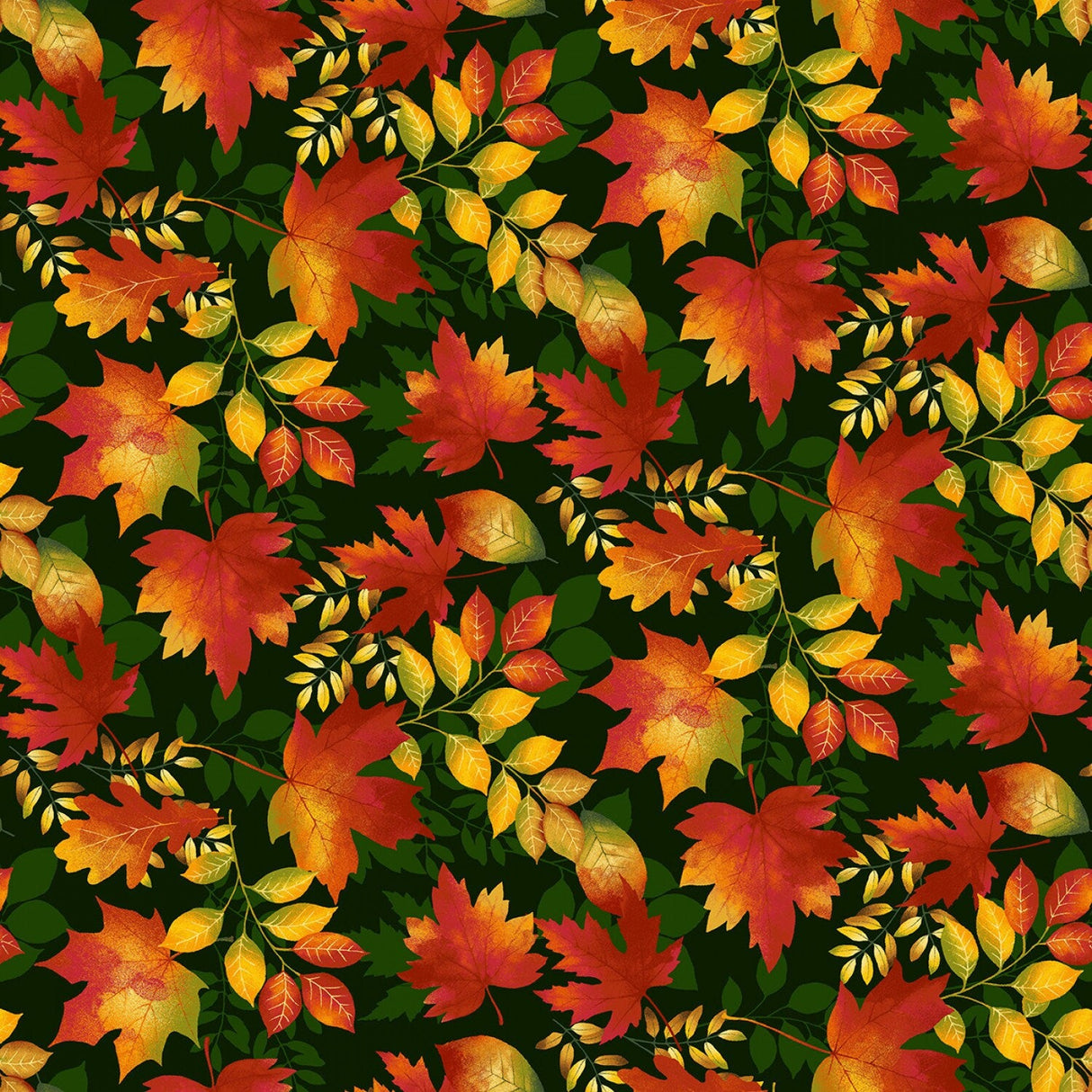 Quilting Cotton Forest Leaves Studio E Seeds of Gratitude
