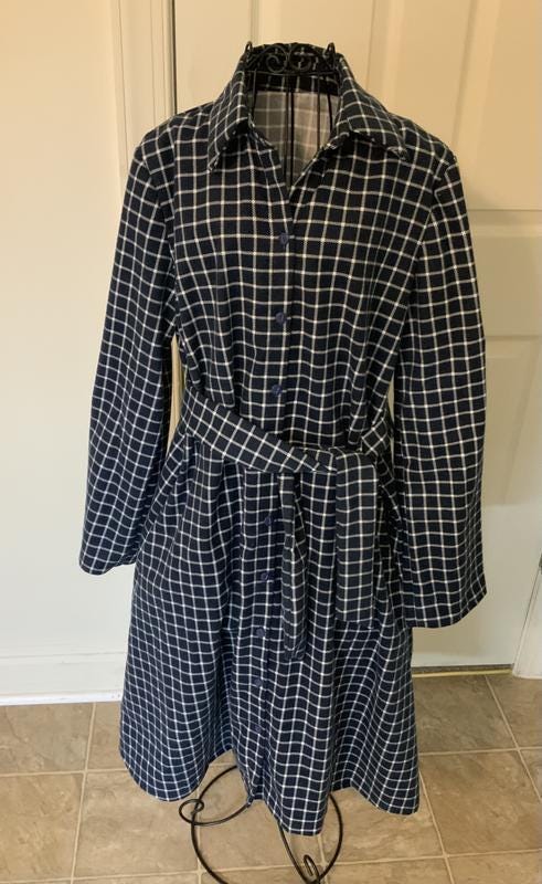 Flannel Fabric Super Snuggle Navy Windowpane Plaid 100% Cotton