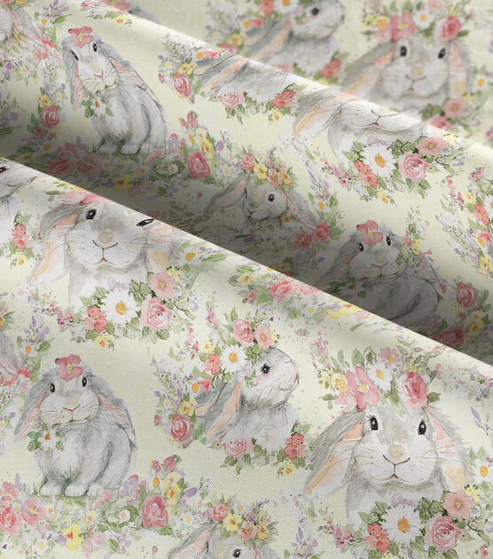 Quilting Cotton Hello Spring Bunny Easter Fabric