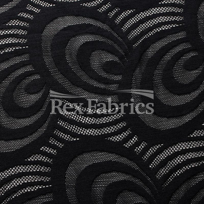 Swirl Lace Nylon Spandex Fabric - 4-Way Stretch, Swirl Pattern, 58/60" Width, 175 GSM, 6 Colorways (1 Yard)