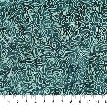 Cotton Wideback Fabric Swirls II Blue Green 108"