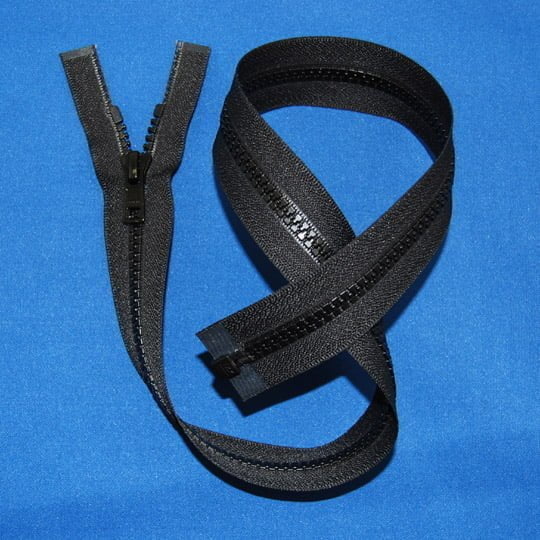 Molded Plastic Separating Jacket Zipper Fabric - Black, Chocolate, Light Grey, Medium Grey, Navy, Red, Tan, White, #5 Teeth, 20" To 36"