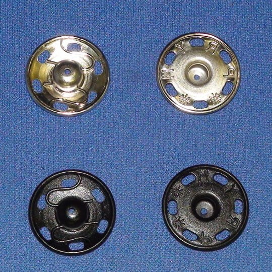 Sew-On Snaps Metal Fabric - Black/Nickel, Size 7/10, 11/16"/3/14"
