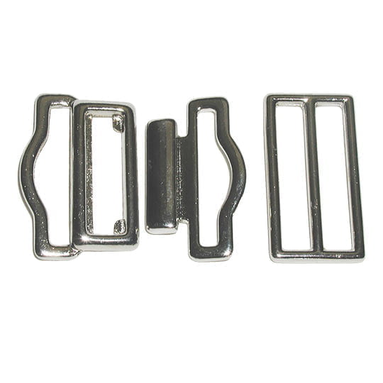 Cummerbund Buckles Fabric - Black, Nickel, 1 1/4" Width