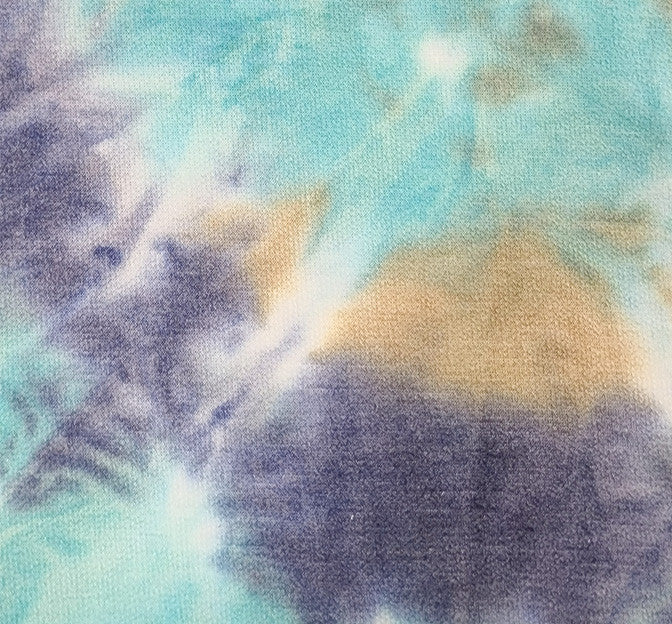 French Terry TD1002 Polyester Rayon Spandex Fabric - Turquoise, Indigo, Sand, 58/60" Width
